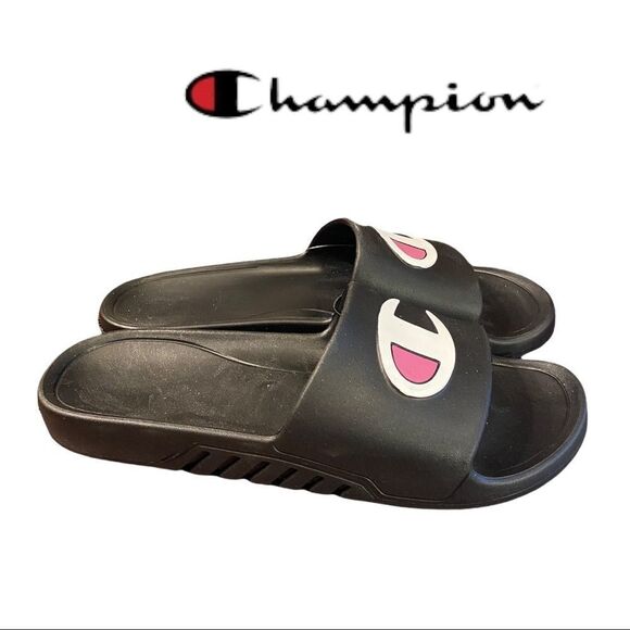 NEW Champion Women's "The Takeover" Black Slide Logo Sandals 11 - Picture 2 of 5